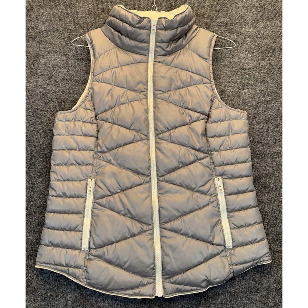 SO Women's Size Small Gray Quilted Puffer Vest Full Zip Lightweight Insulated